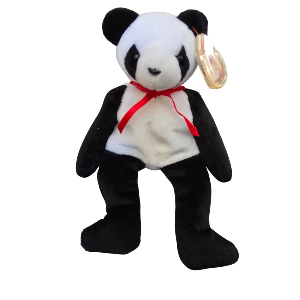 Ty Beanie Babies Fortune the Panda‎ Black White Plush Stuffed Animal with Tags